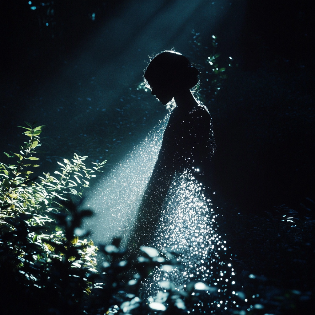 Female Player in a Misty Garden