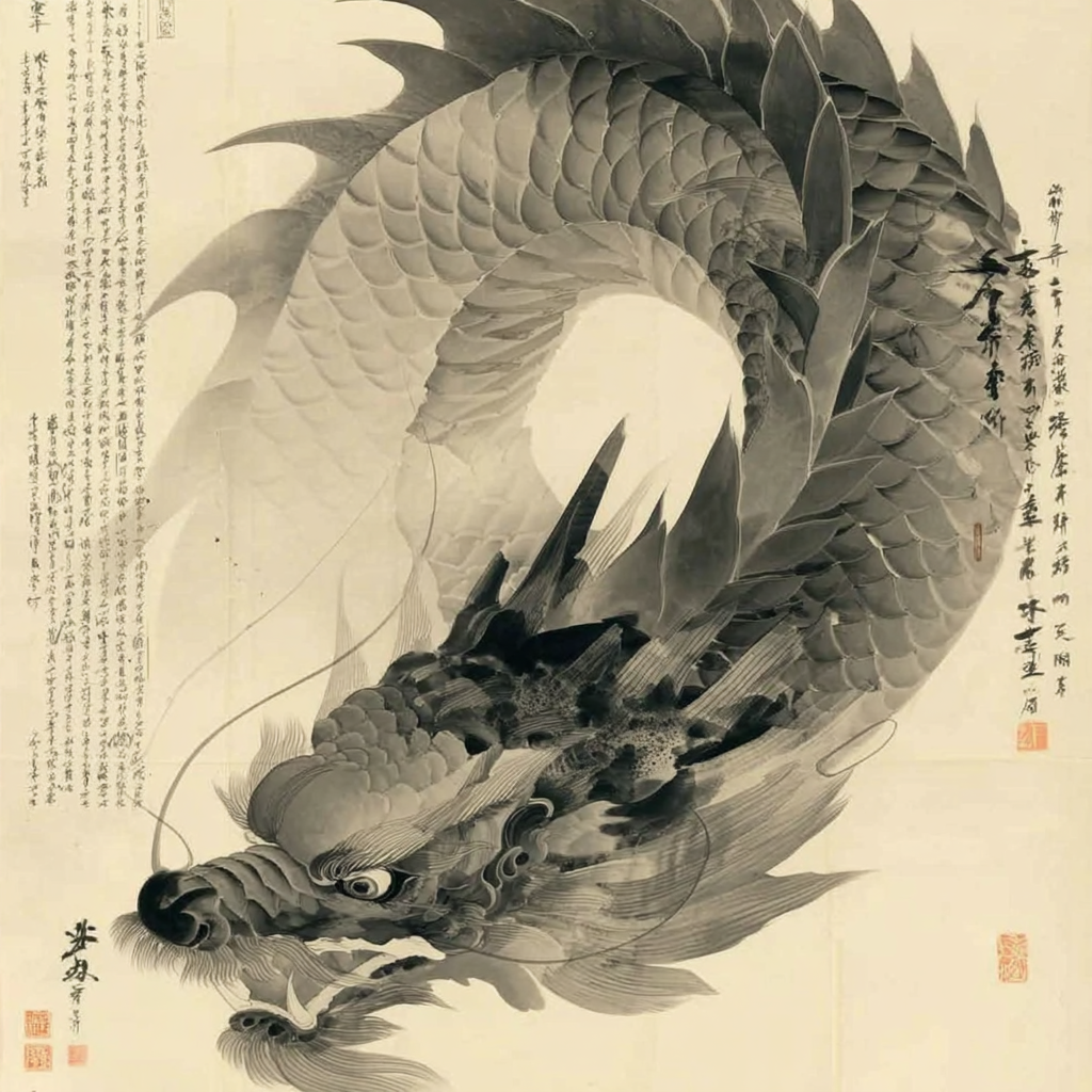 Adorable dragon chinois à l’encre