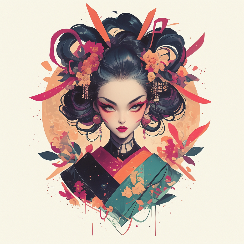 Meiji-Era Geisha in Anime Style