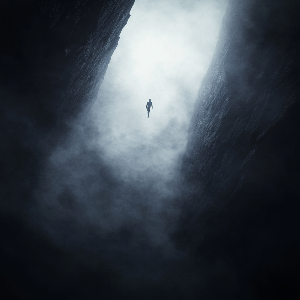 Man Floating Inside an Infinite Tesseract