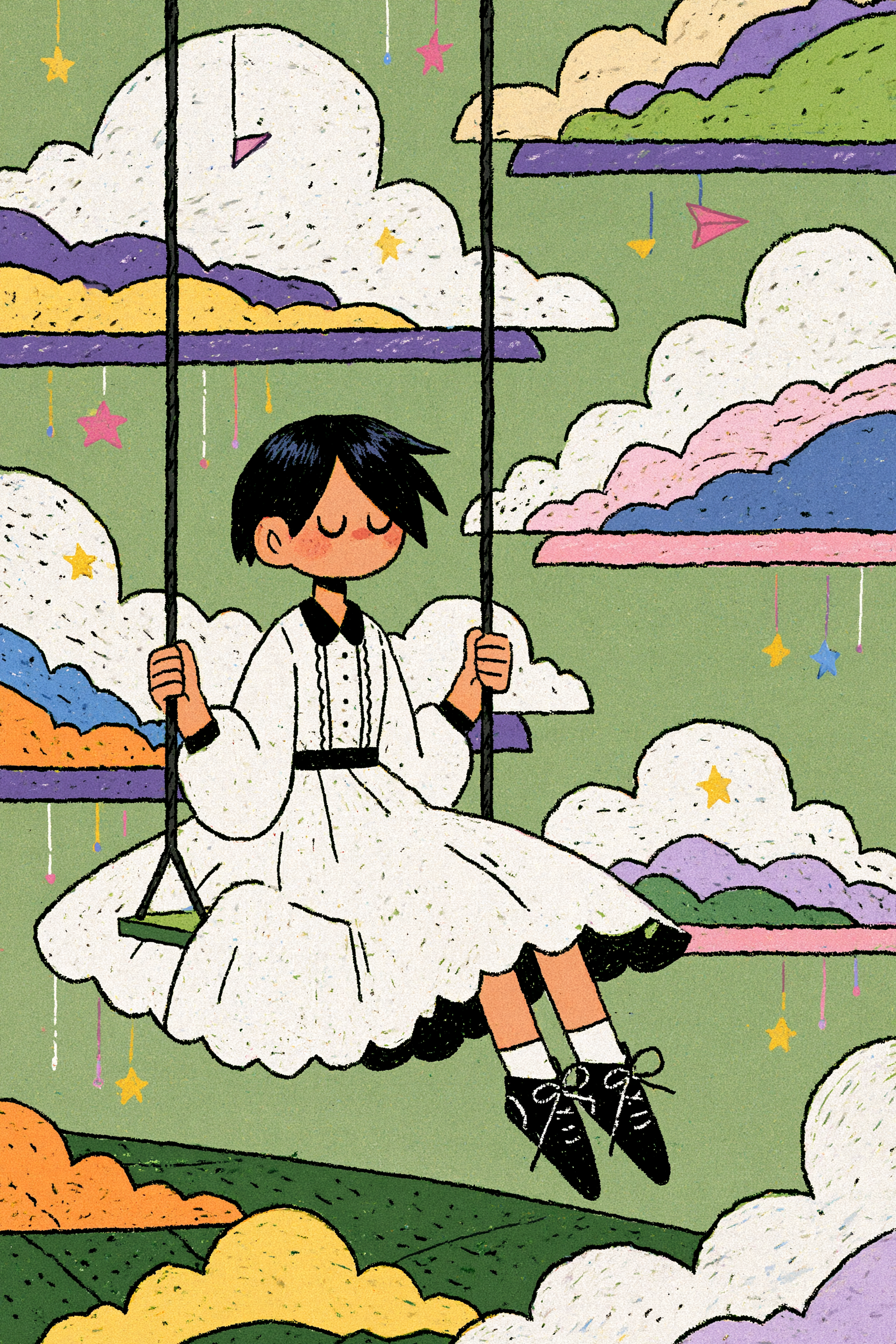 Chibi Girl on a Swing