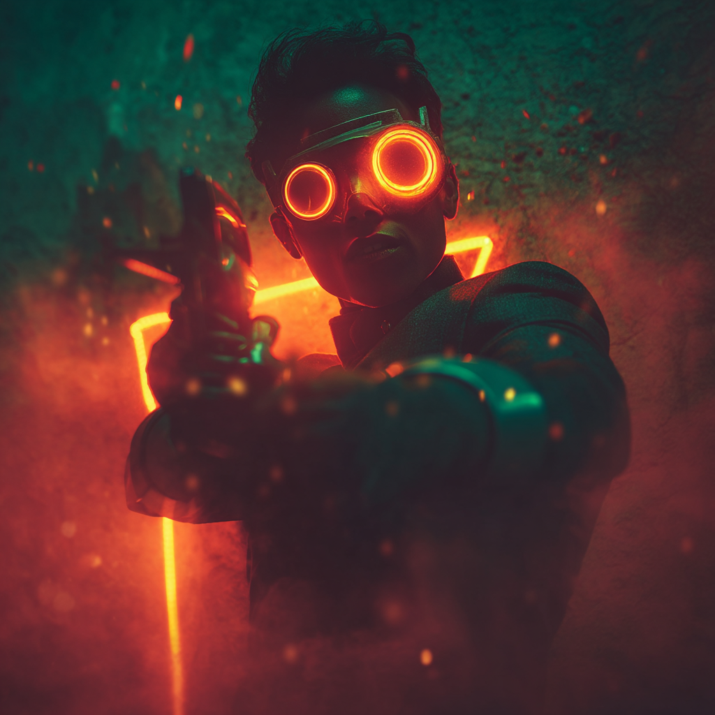 Hero with a Glowing Portal Gun