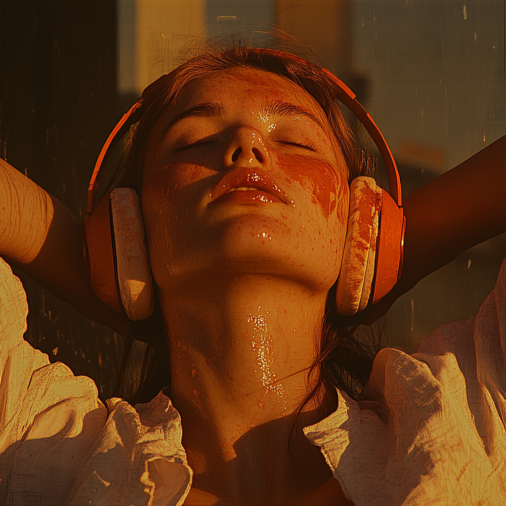 Woman with Headphones in the Morning Sun