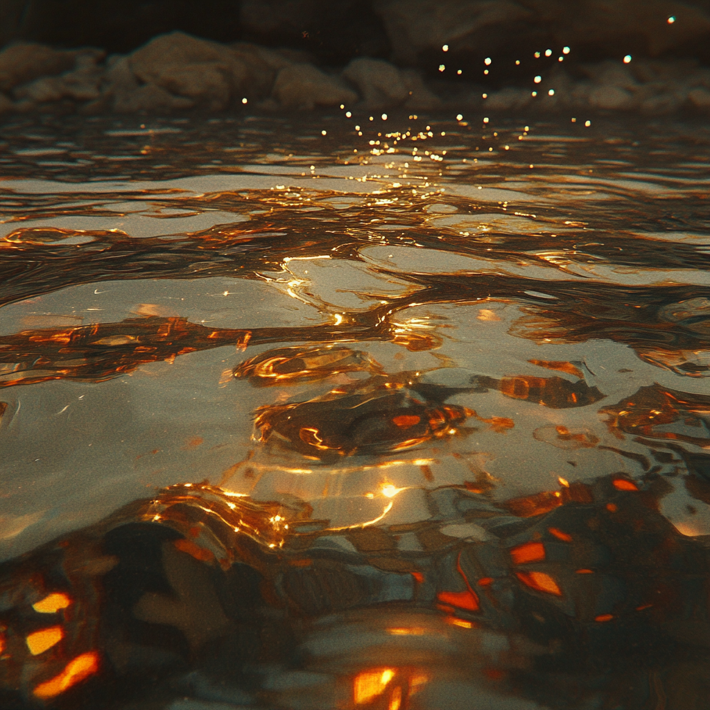 Dreamy Golden Water Ripples