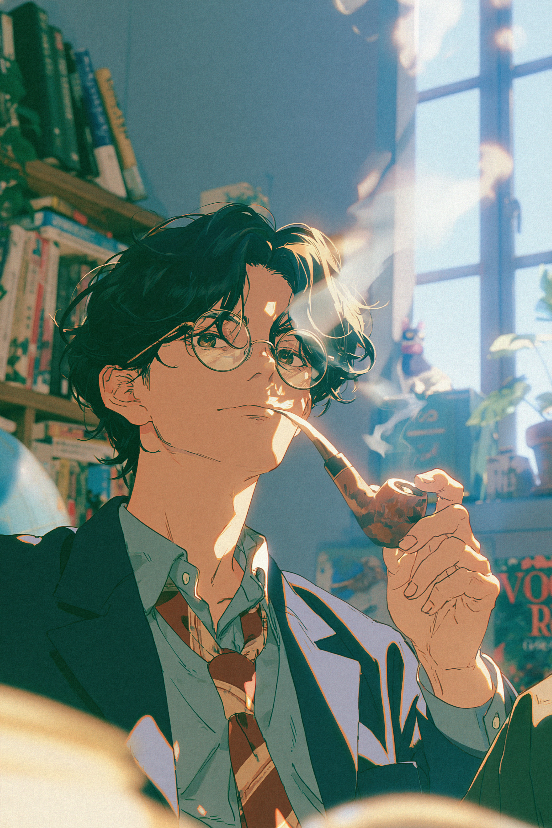 Pipe-Smoking Man in Anime Cinema