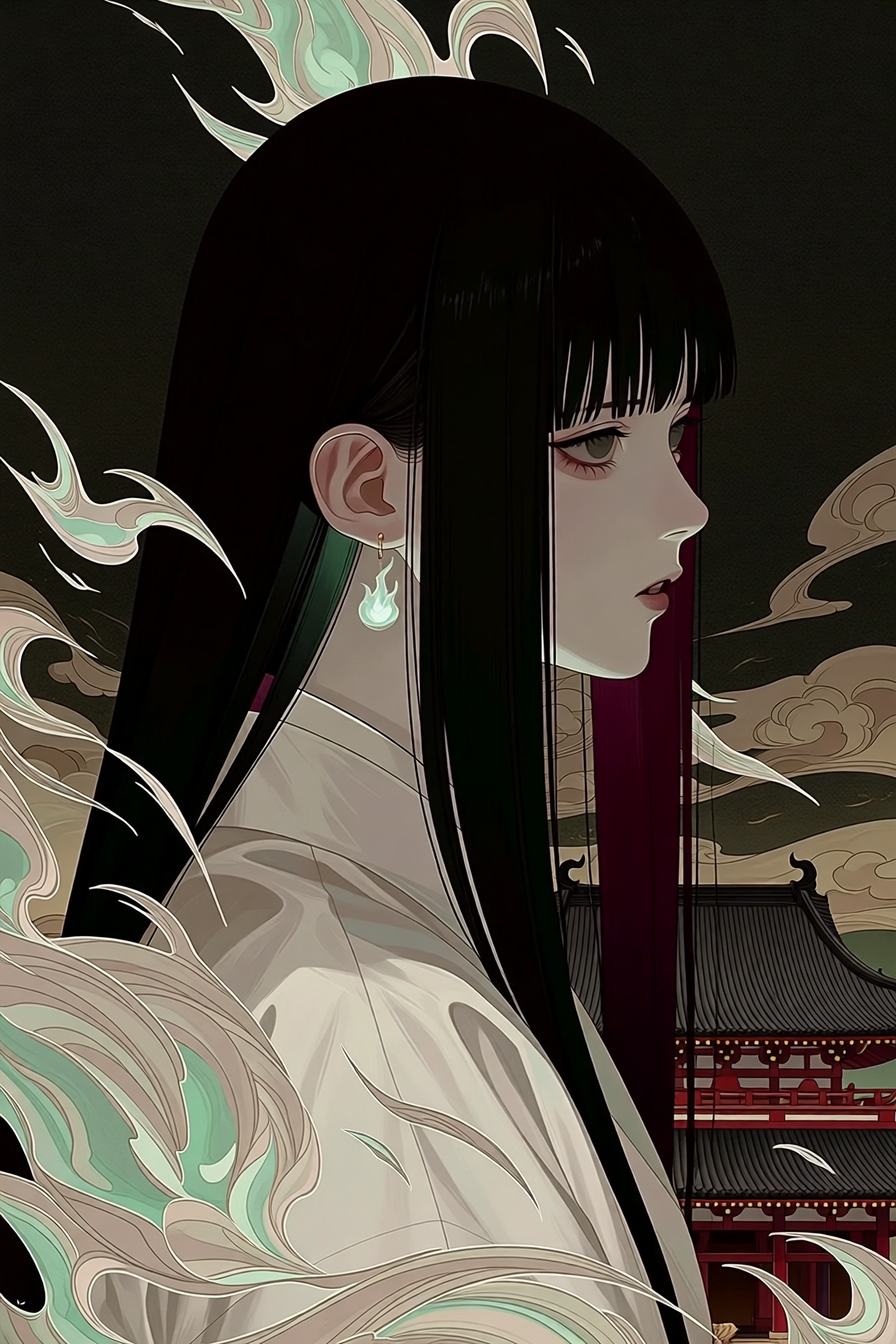 Ghost Woman in a White Funeral Kimono
