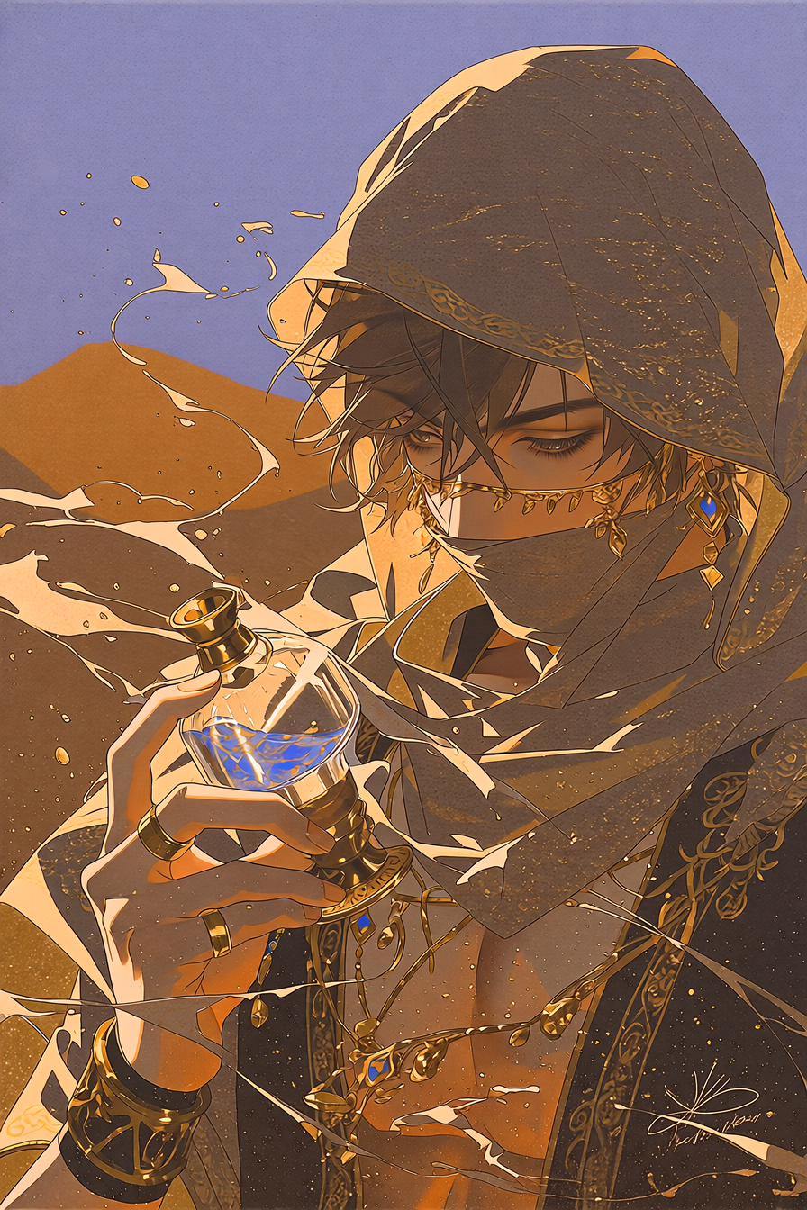 Desert Perfumer with a Blue Elixir