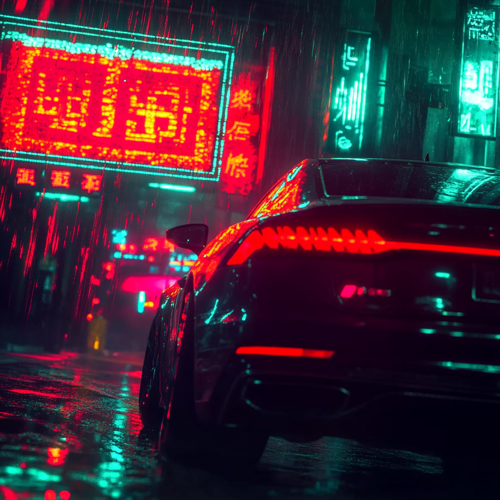 Cinematic Audi in Red and Gold Light