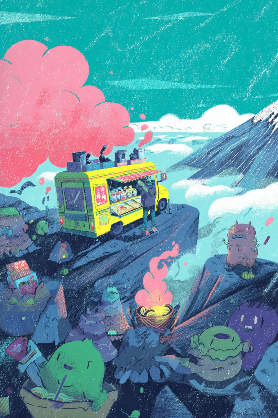 Ramen-Truck bewirtet Lavamonster