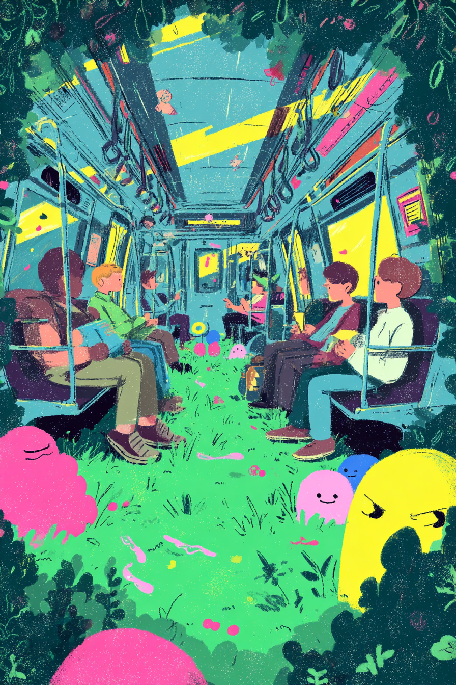 Forest Spirits on a Risograph Subway