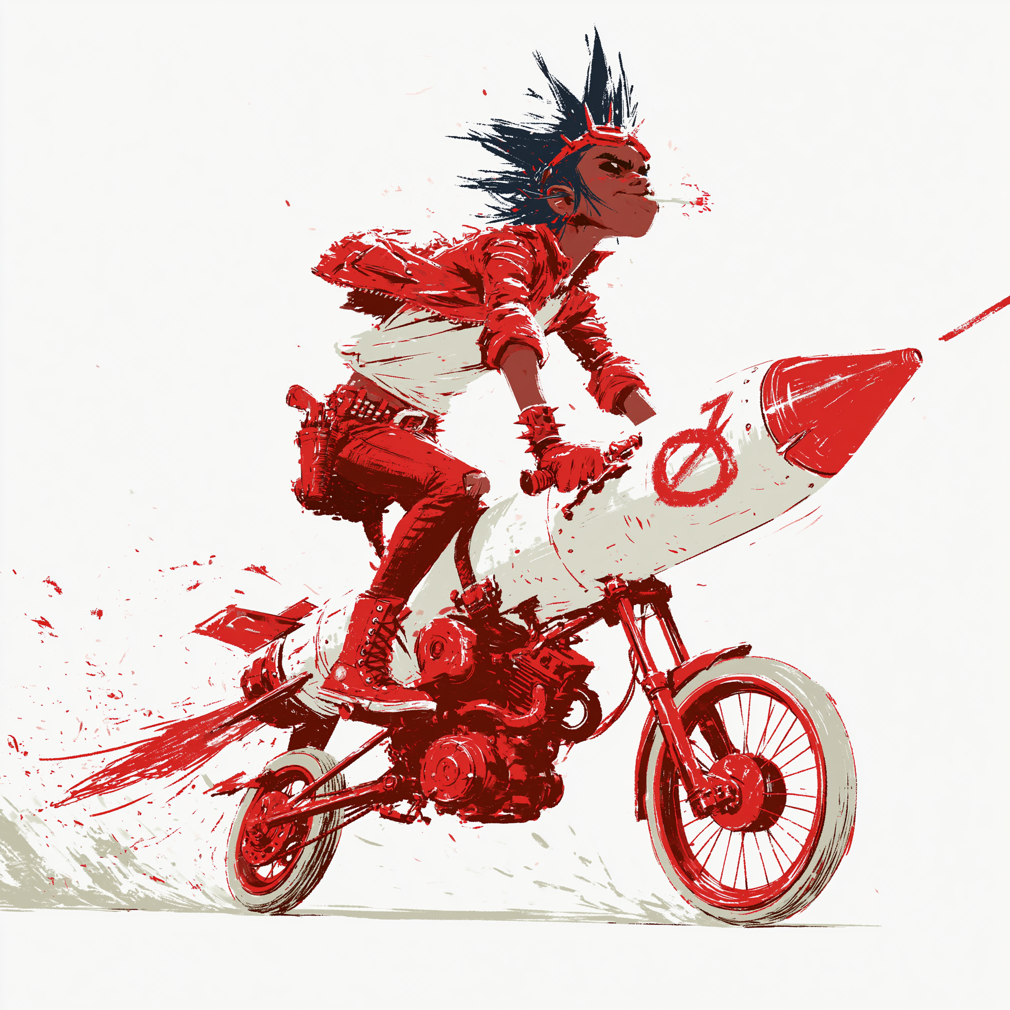 Punk Girl Riding a Rocket