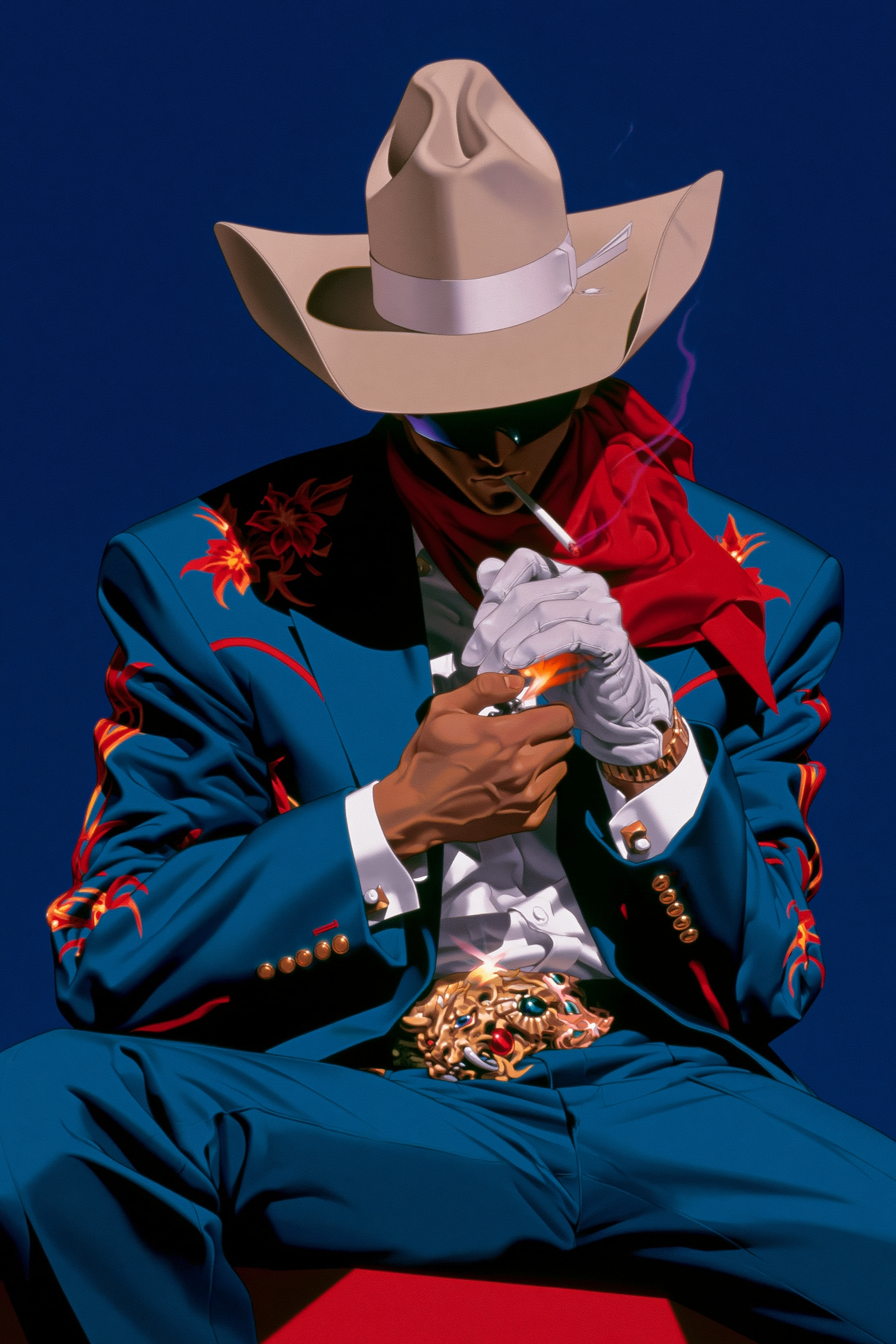 Cowboy Rolling a Cigarette in Stylized HD
