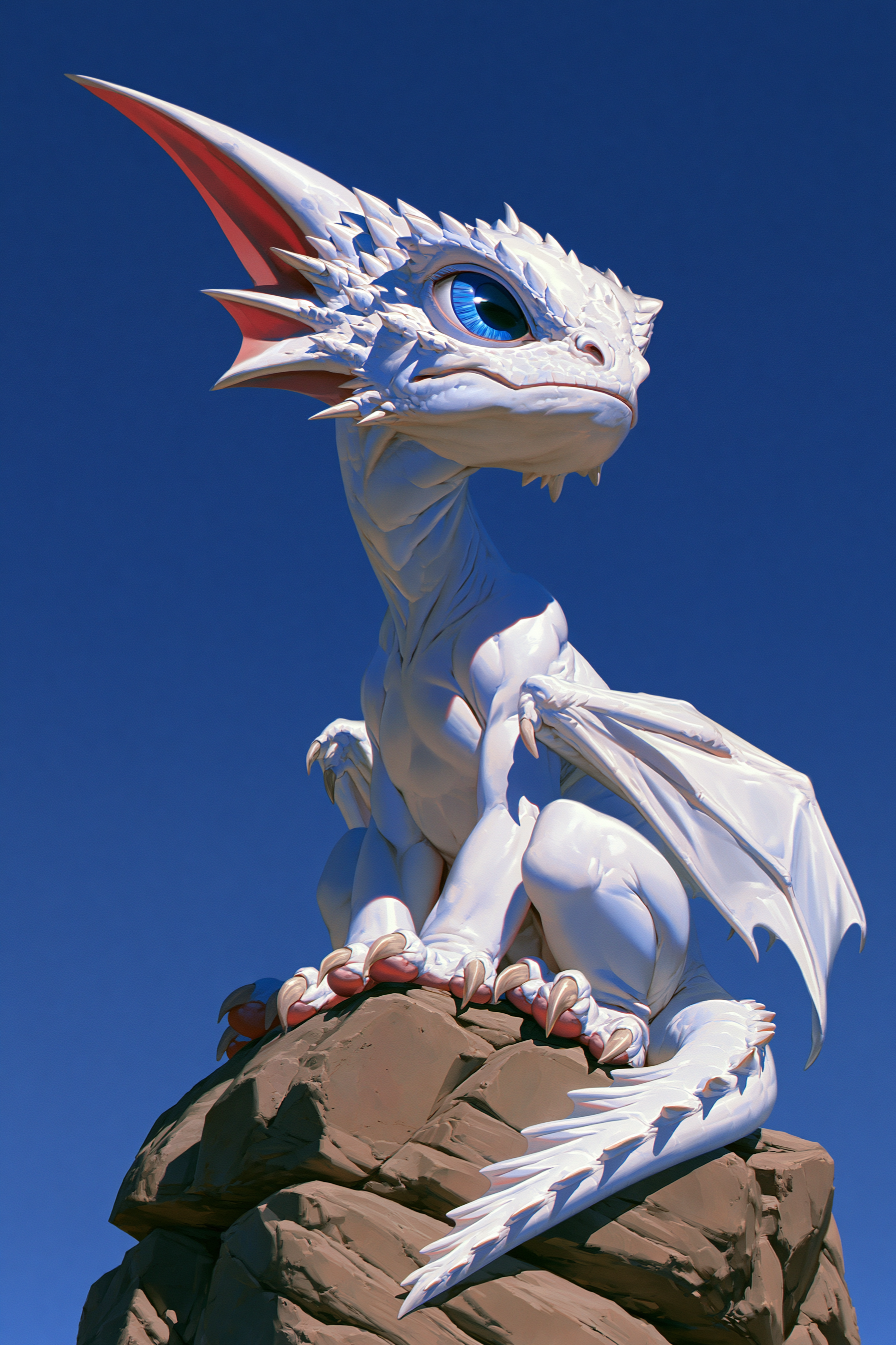 White Baby Dragon in Realistic Fantasy