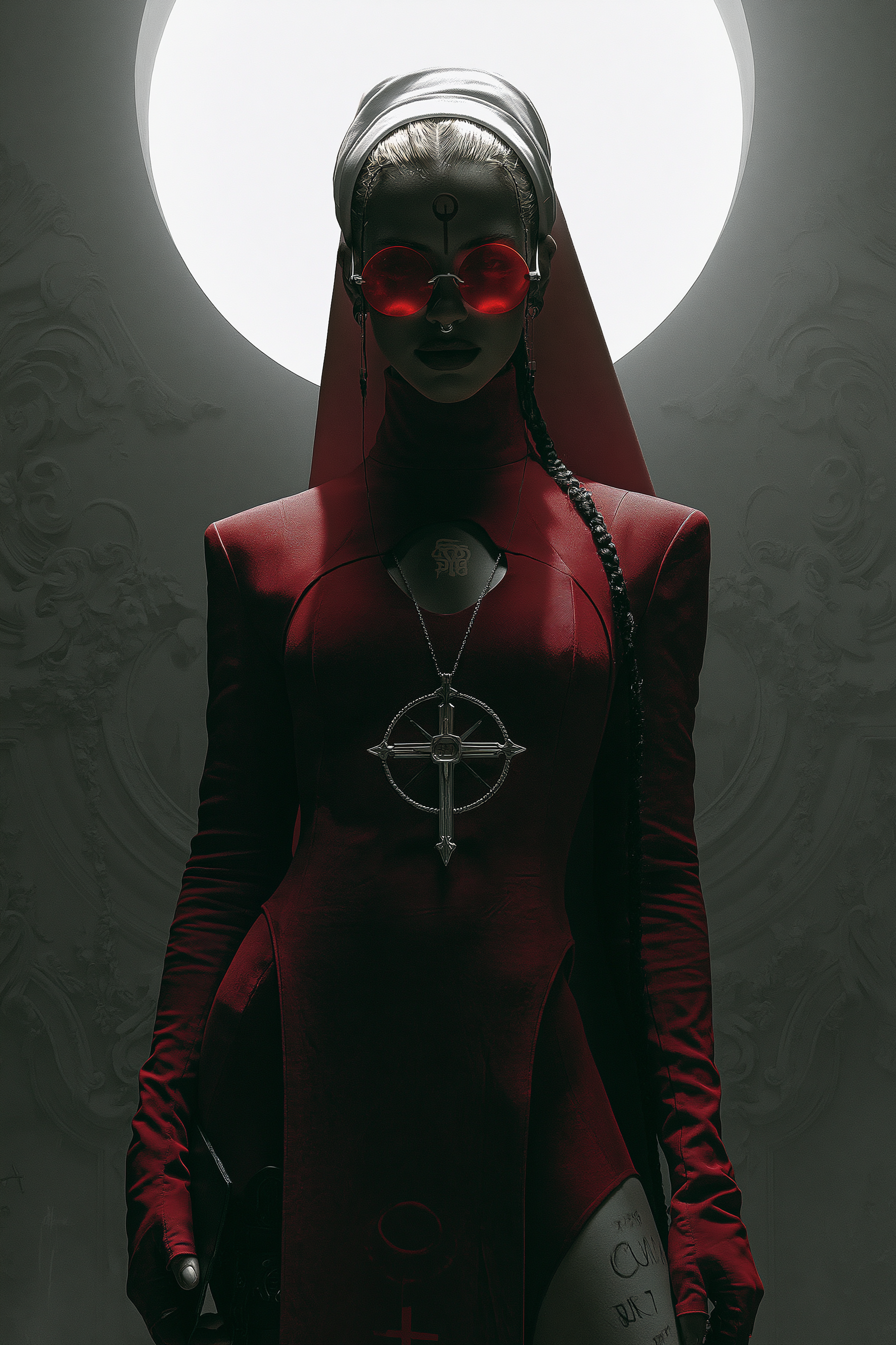 Pin-Up Warrior Nun in a Baroque Setting