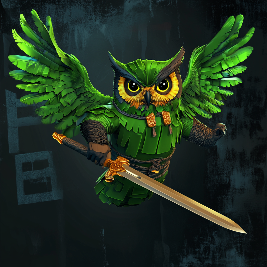 Hanfu Owl Flying with a Sword