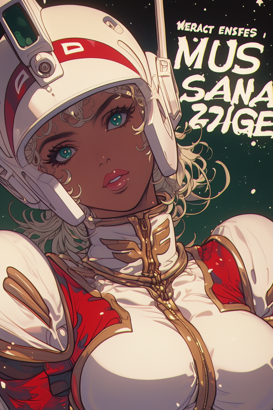 Hand-Drawn Mecha Pilot in a Sleek Spacesuit