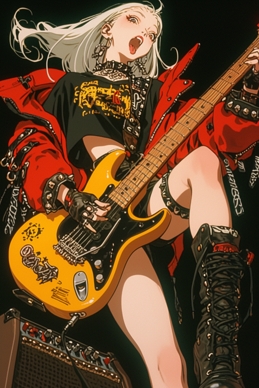 White-Haired Cyberpunk Guitarist