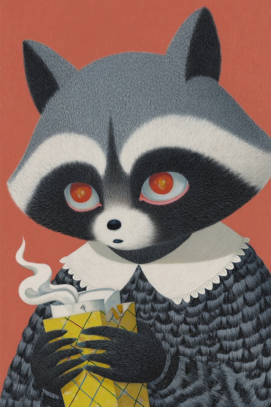 Raccoon Nurse Offering Trash