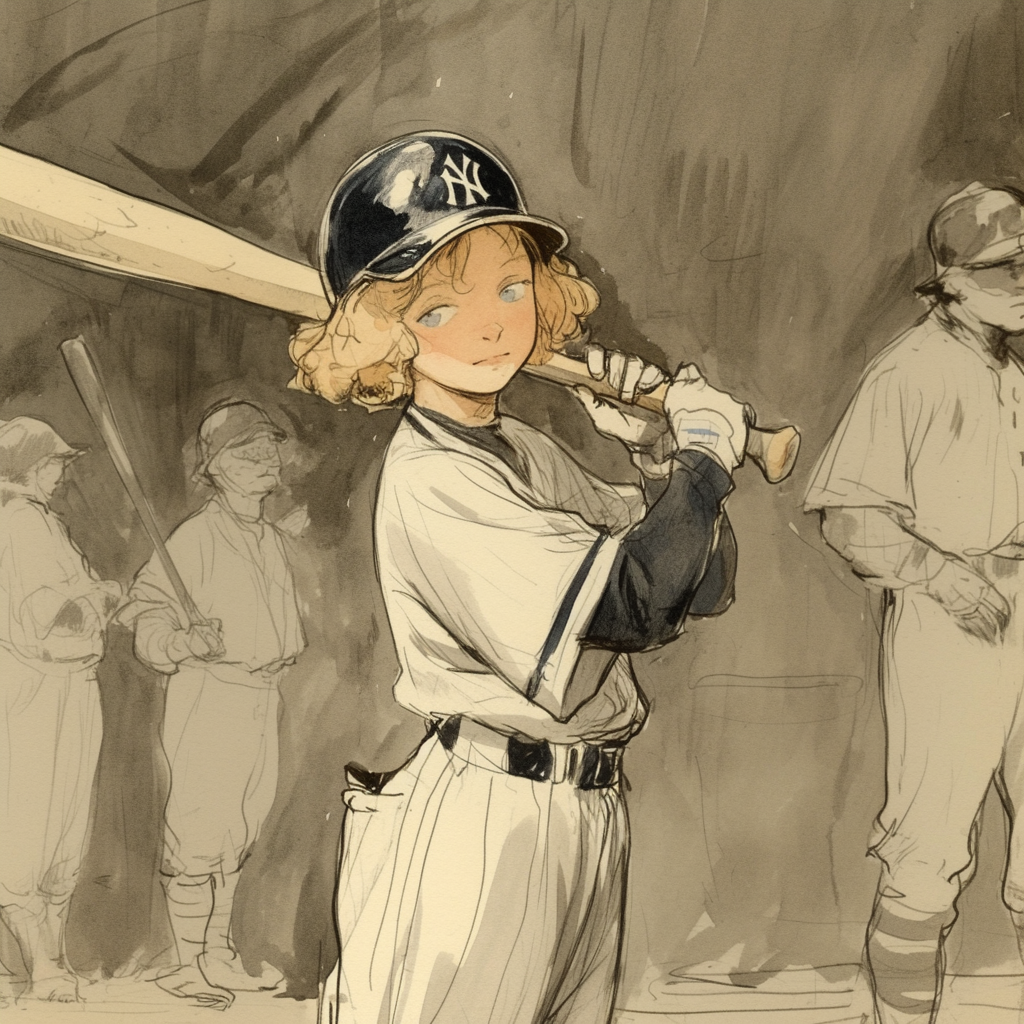 Blonde New York Baseball Player at Bat