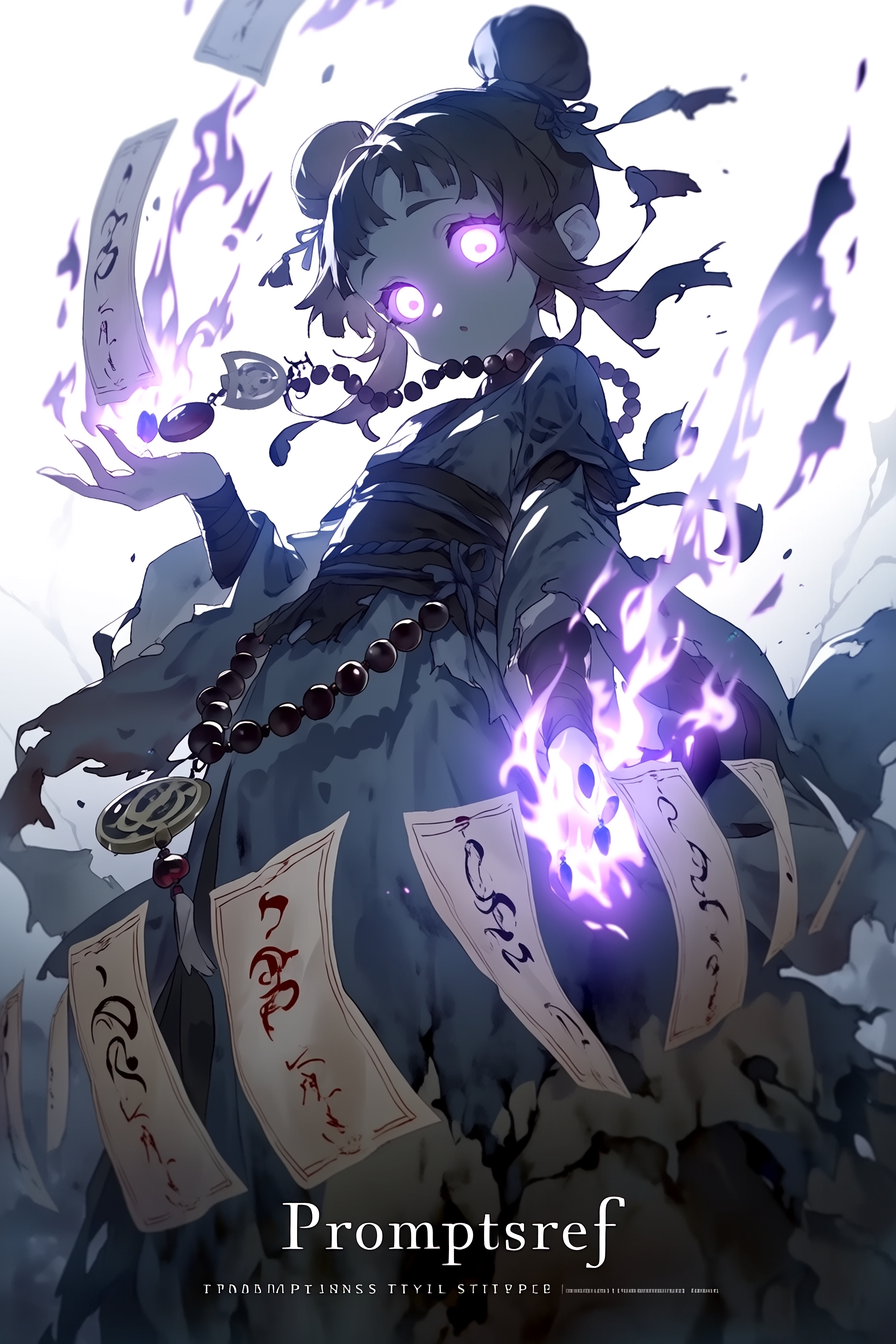 Talisman Witch with Purple Cursed Flames