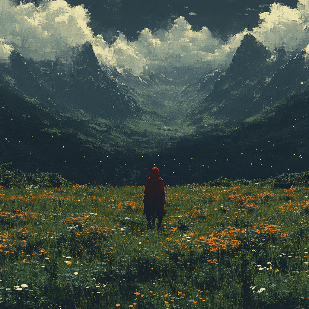 Solitary Figure in a Mountain Meadow