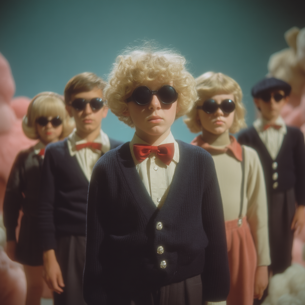 Kaleidoscope Children in Candy-Colored Fog