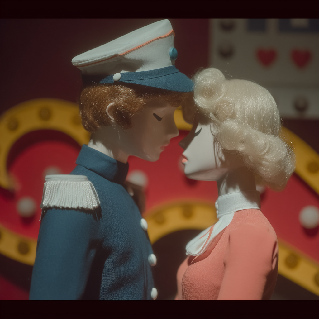 Mannequins Reenacting Lost Romance in an Antique Cinema