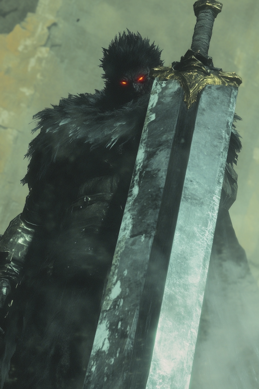Guerrier berserk à l’épée noire géante