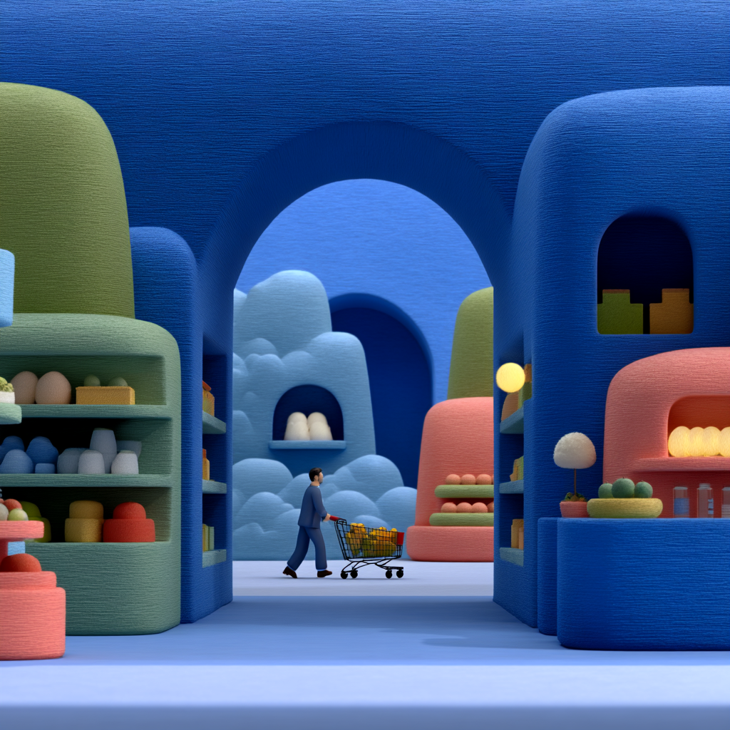 Surreal Clay Supermarket of Shapes and Clouds