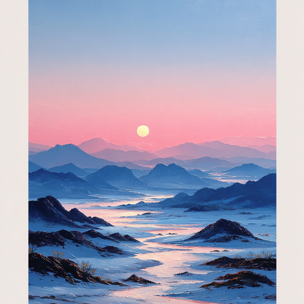 Pale Moon Over a Frozen Desert