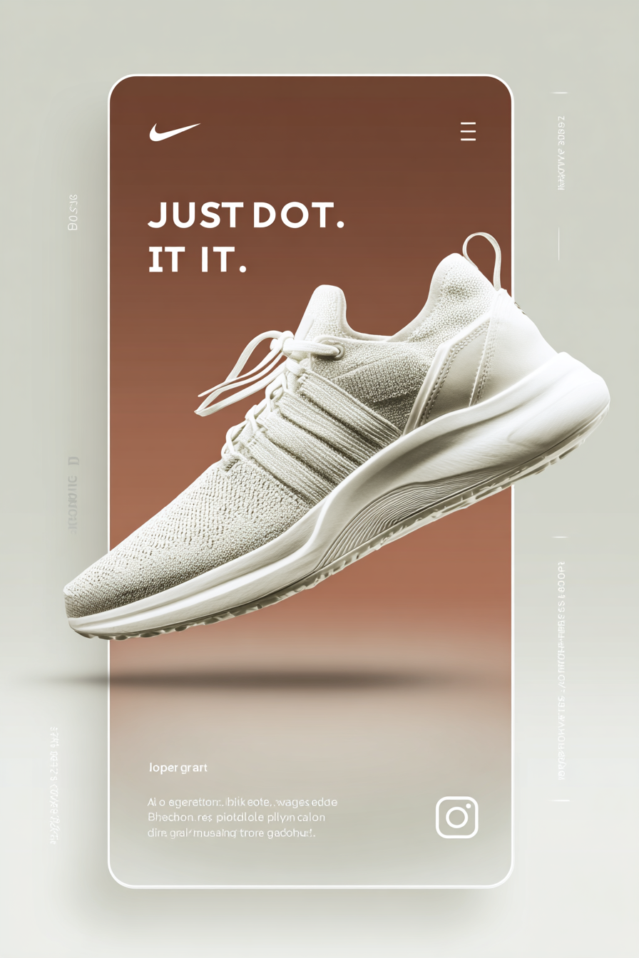 Schwebender Sneaker in einem Social-Story-Rahmen