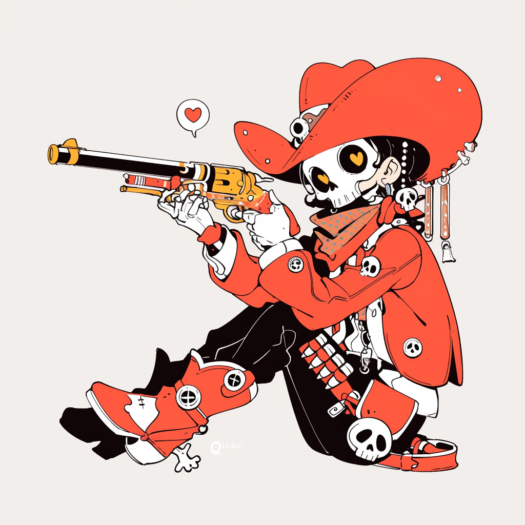 Flaming Skull Ghost Cowboy