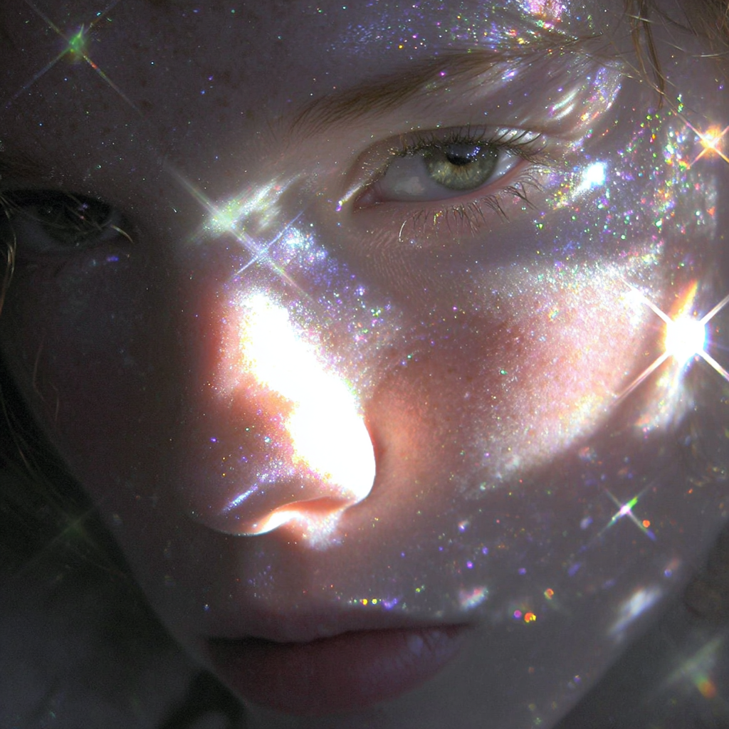 Diamond-Dust Portrait in Pink and Ice Blue