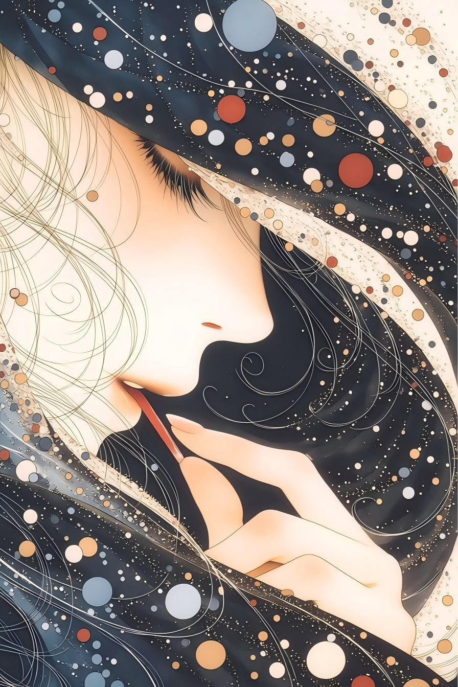 Femme tendre dans des courbes superposées