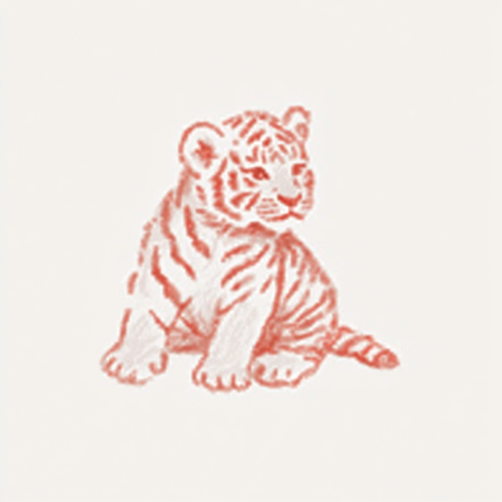 Cute Baby Tiger Coloring-Book Sticker