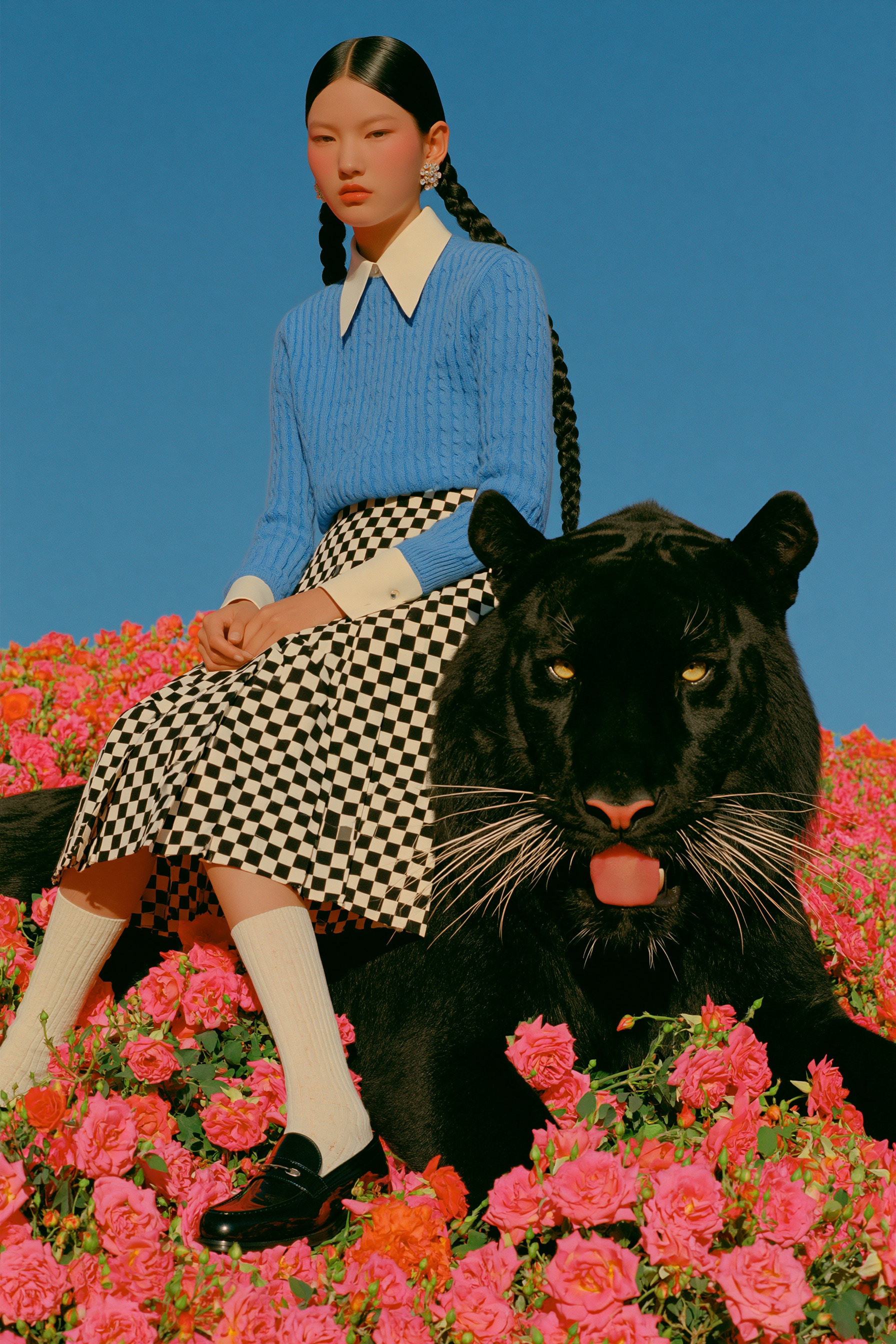 Schoolgirl on a Black Tiger