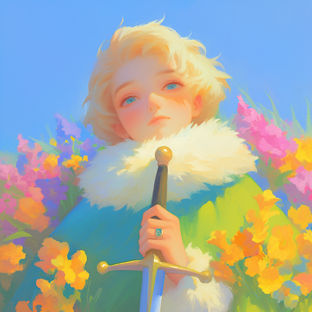 Knight of Flowers with Sword and Blossoms