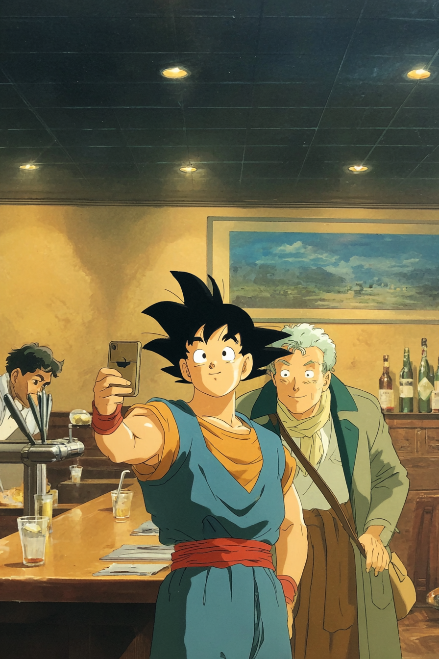 Goku and Vegeta Selfie at the Bar