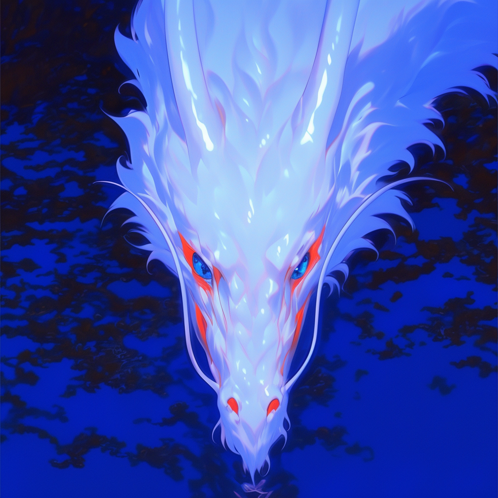 Emerald-Crowned White Dragon Beneath the Sea