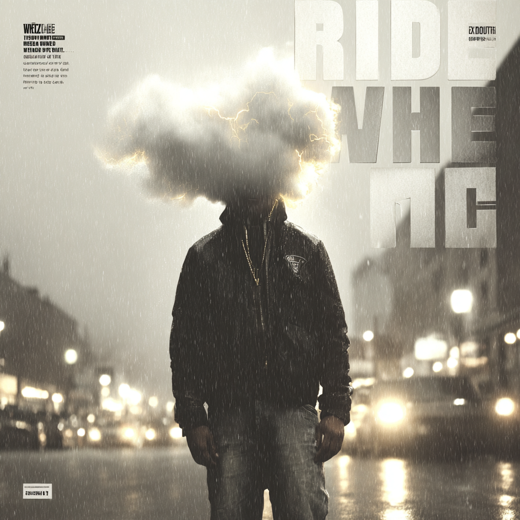 Storm-Headed Man on a Rainy London Street