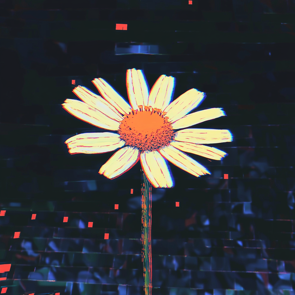 Glitch Chamomile on Black