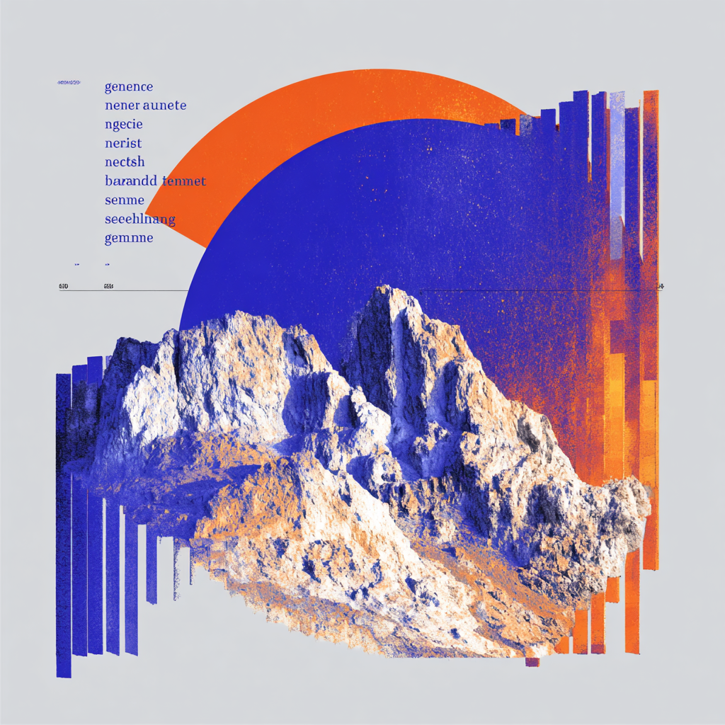 Exploded Architecture with Cascading Neon Typography