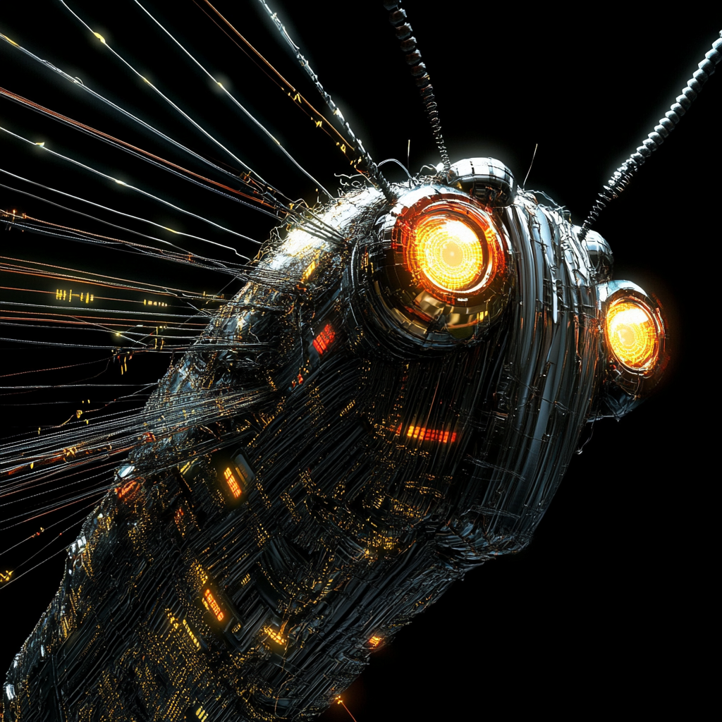 Cybernetic Butterfly with Data Wings
