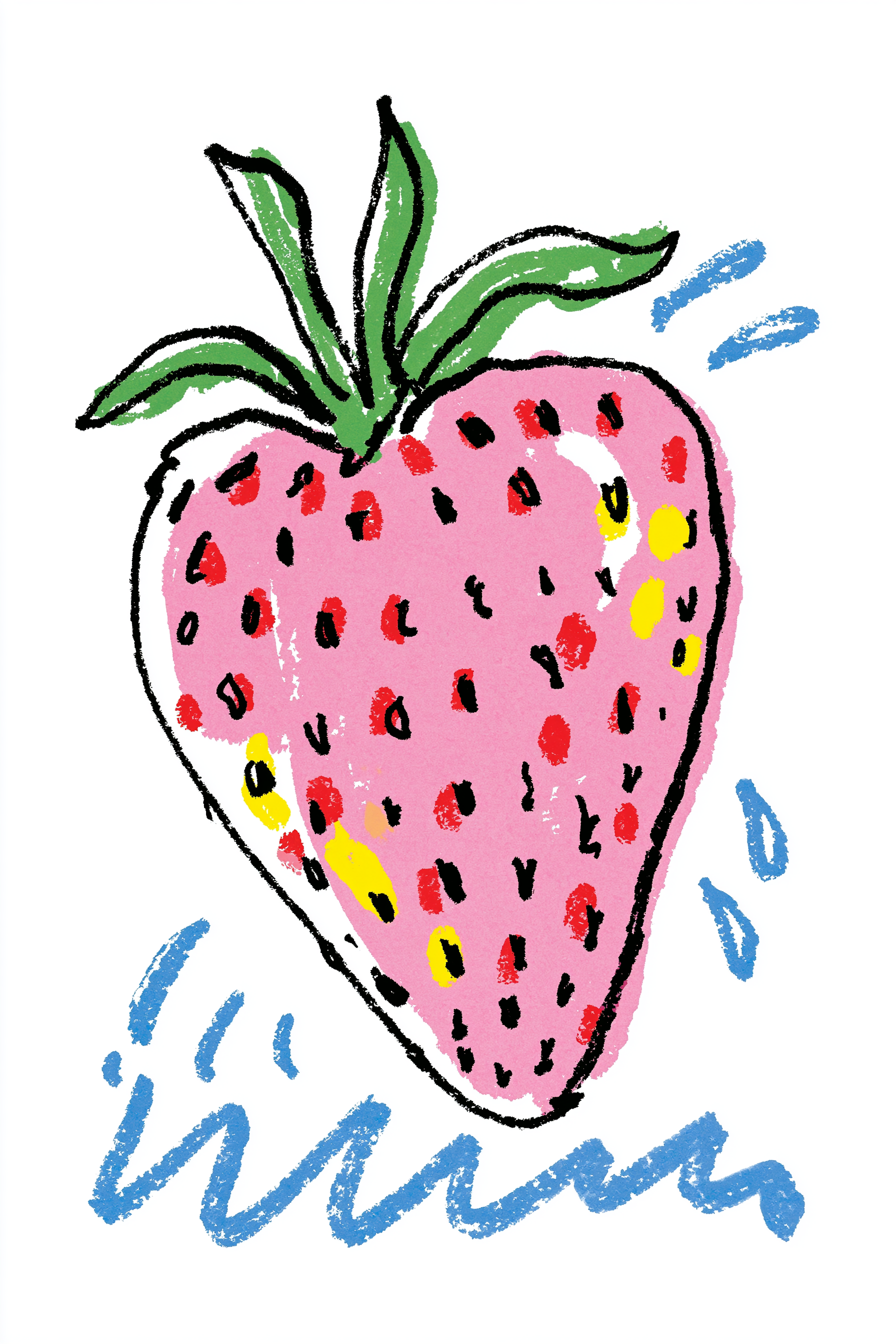 Aquarelle mignonne de fraise en goutte d’eau