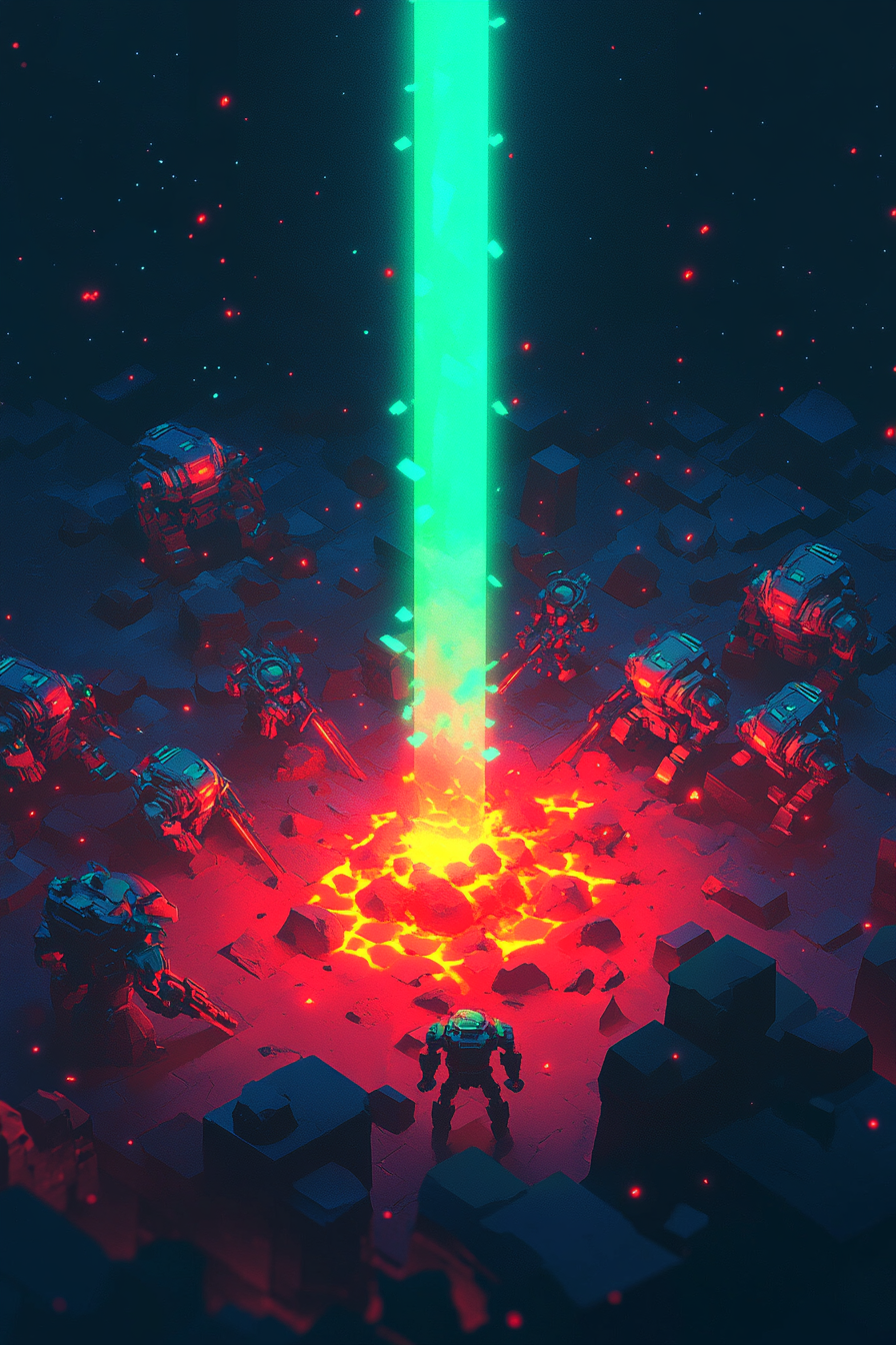 Terran Forces Battle Violet Creatures by a Volcano