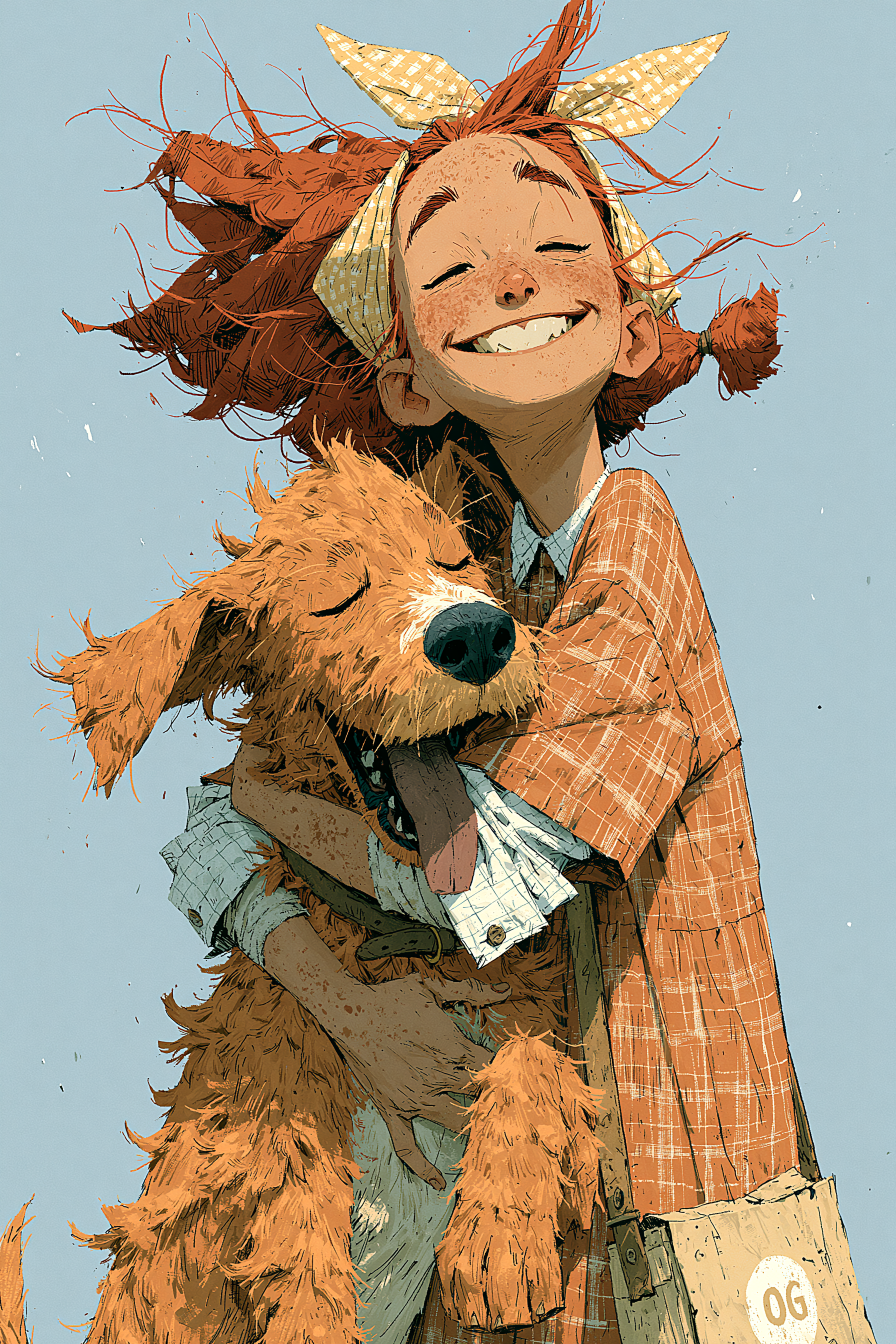 Girl Happily Hugging Her Dog