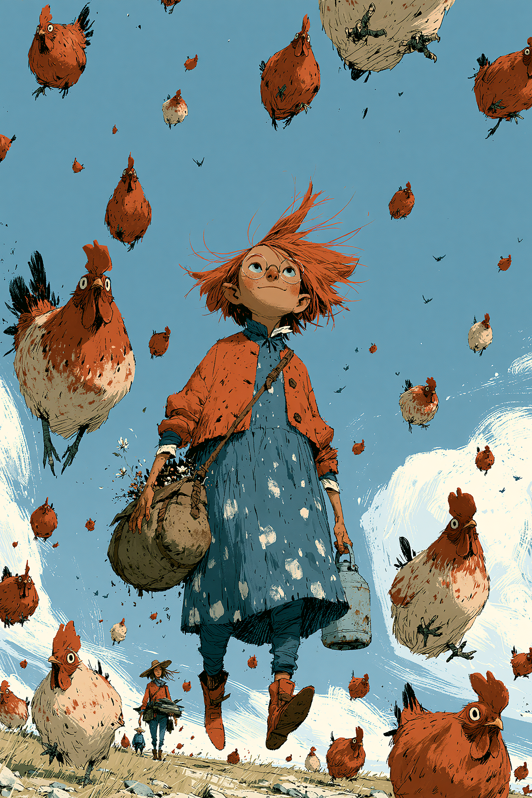 Chickens Flying Around Everyone