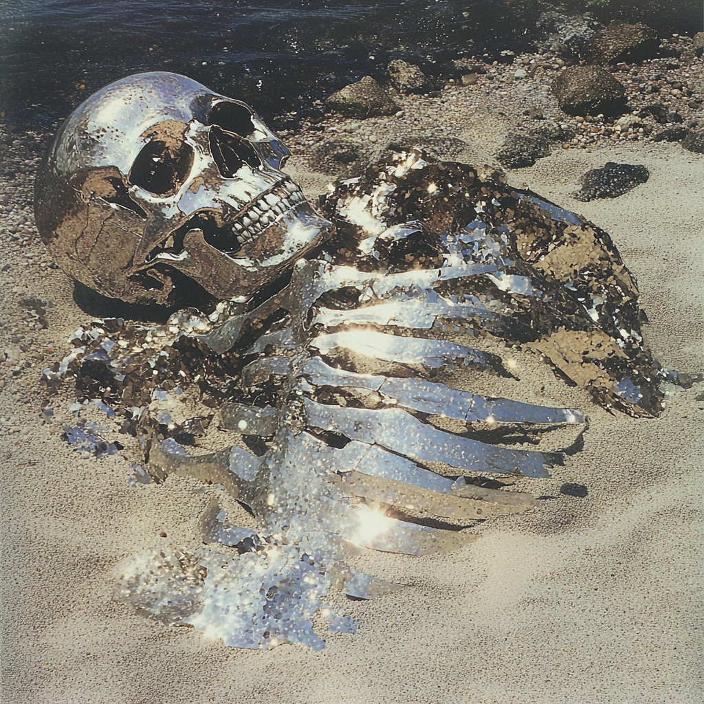 Chrome Rib Cage Buried in Sand