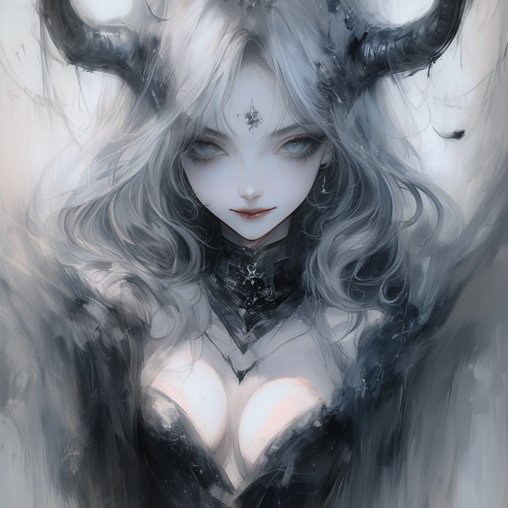 Stylized Anime Girl With Devil Horns