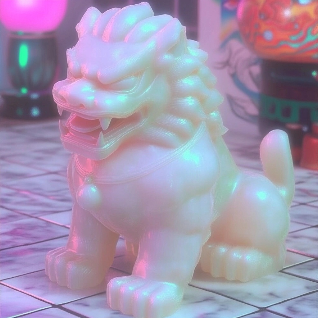 Frosted-Glass Chinese Lion New Year Icon